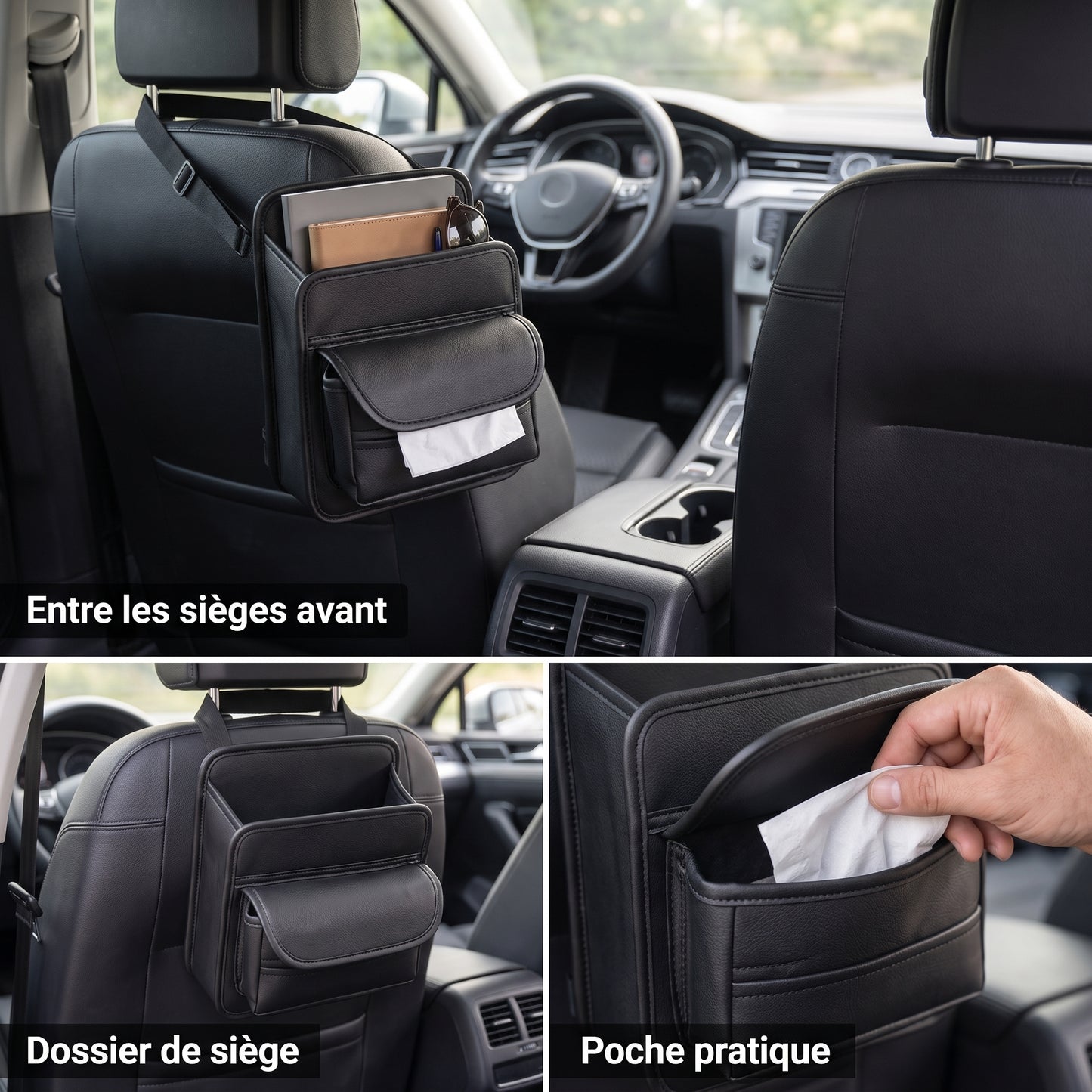 Organiseur de Siège Auto — Compact, Pratique, S'installe en Un Geste