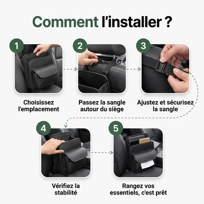 Organiseur de Siège Auto — Compact, Pratique, S'installe en Un Geste