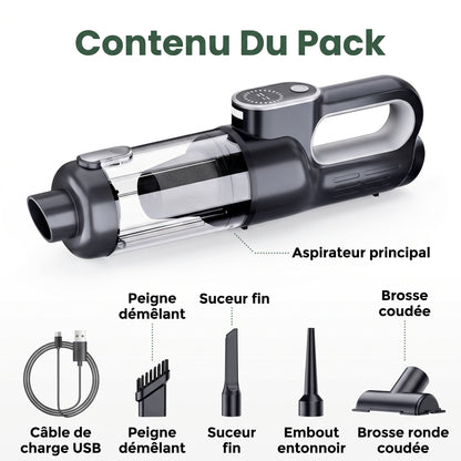 Aspirateur Portable Sans Fil — Aspiration Puissante, Nettoyage en profondeur