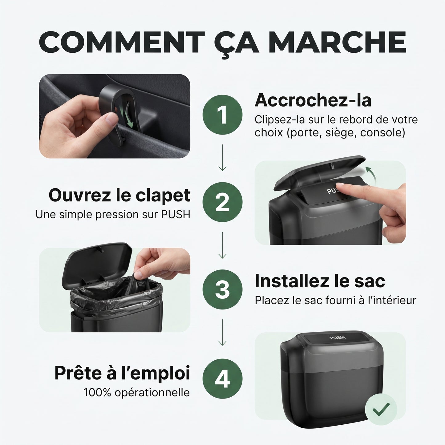 Poubelle de Voiture Karondra — Compacte & Étanche