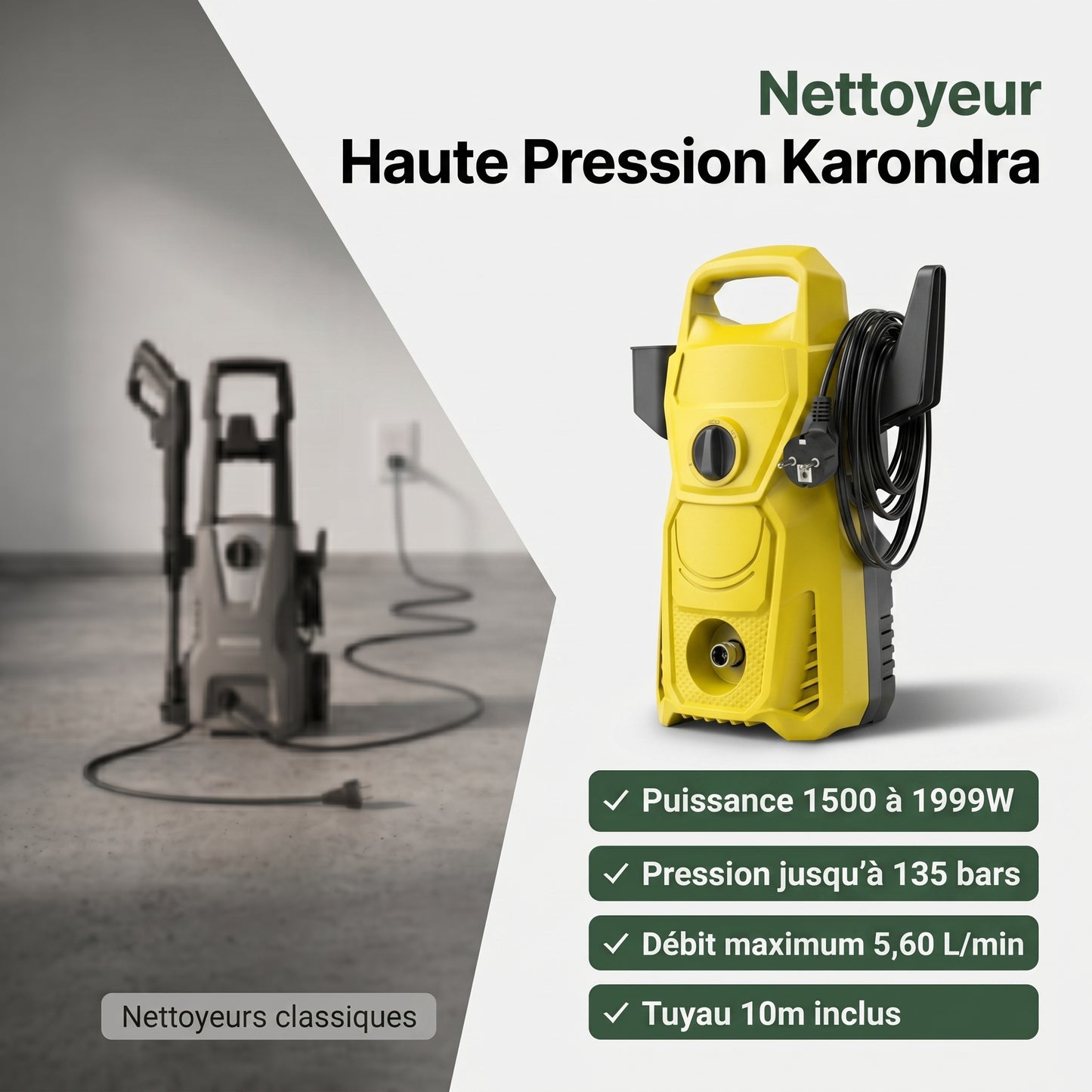 Nettoyeur Haute Pression Karondra — Pression Maîtrisée, Nettoyage en Profondeur