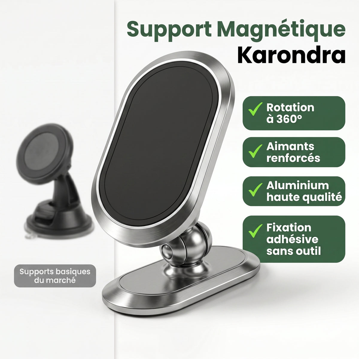 Support Karondra — Aimant Puissant, Rotation 360° V2