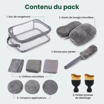 Kit de Nettoyage Auto Karondra — Microfibre Premium