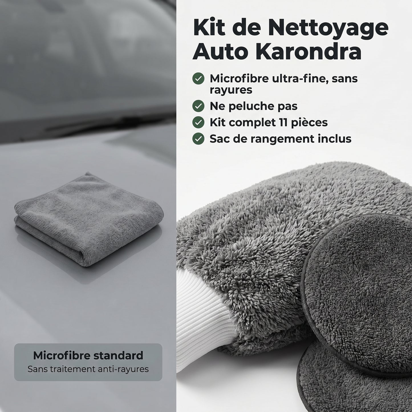 Kit de Nettoyage Auto Karondra — Microfibre Premium