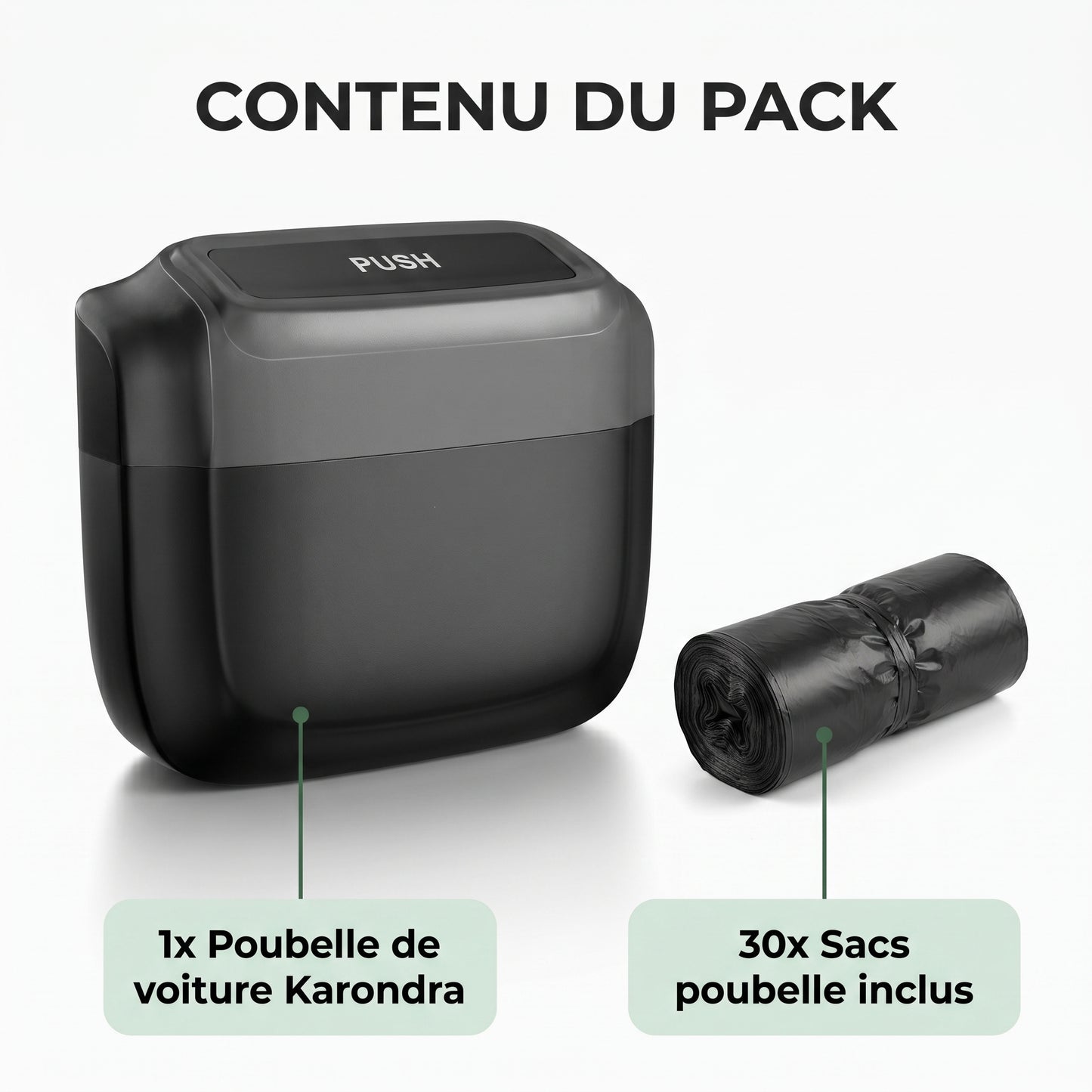 Poubelle de Voiture Karondra — Compacte & Étanche