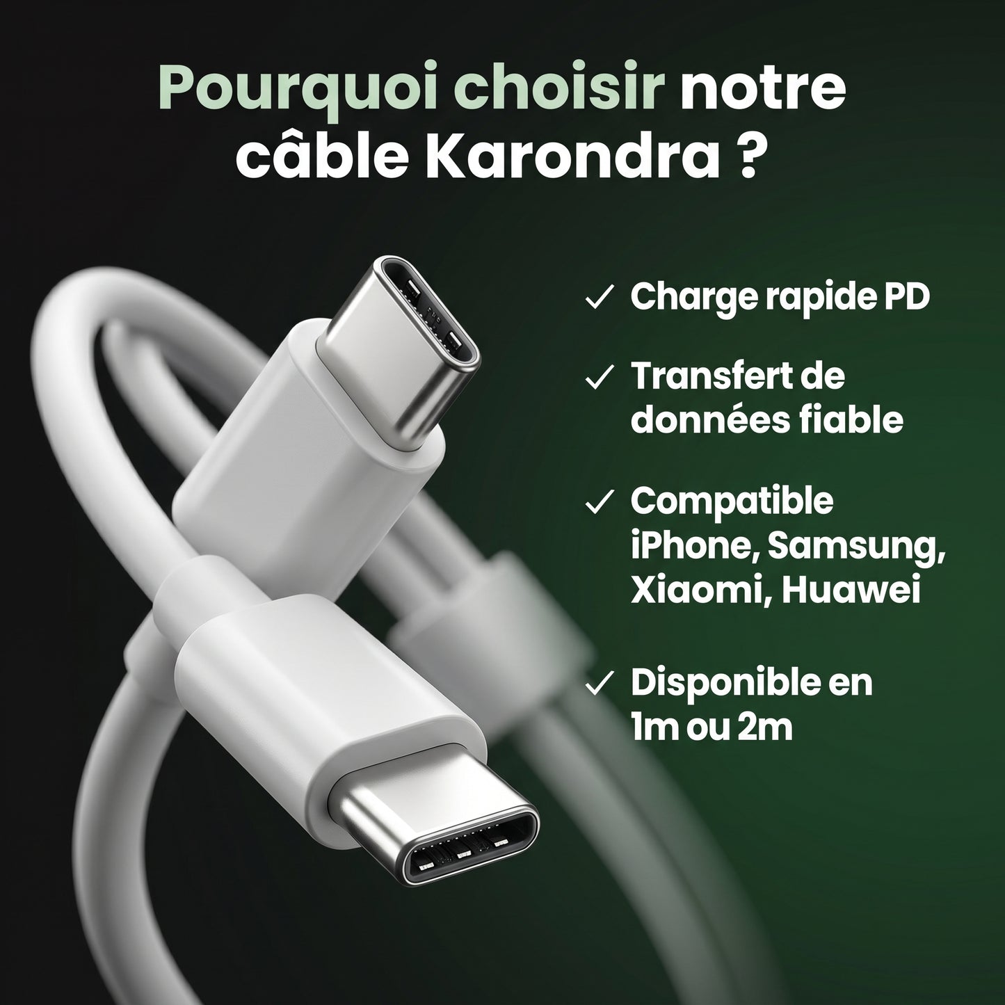 Câble Karondra USB-C — Charge Ultra Rapide