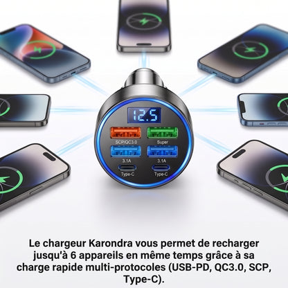 Chargeur Karondra — 100W, Charge Rapide 6 Ports