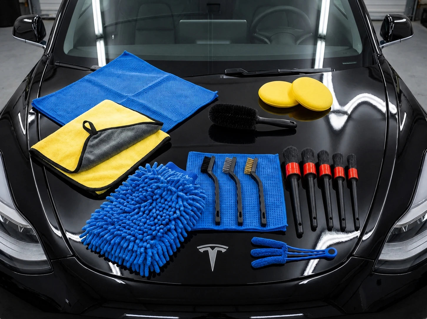 Kit microfibre jaune - vue ensemble capot