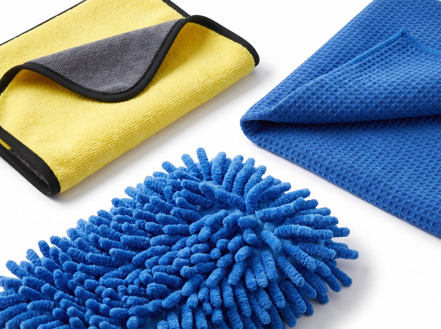 Kit microfibre jaune - chiffons et gant HD