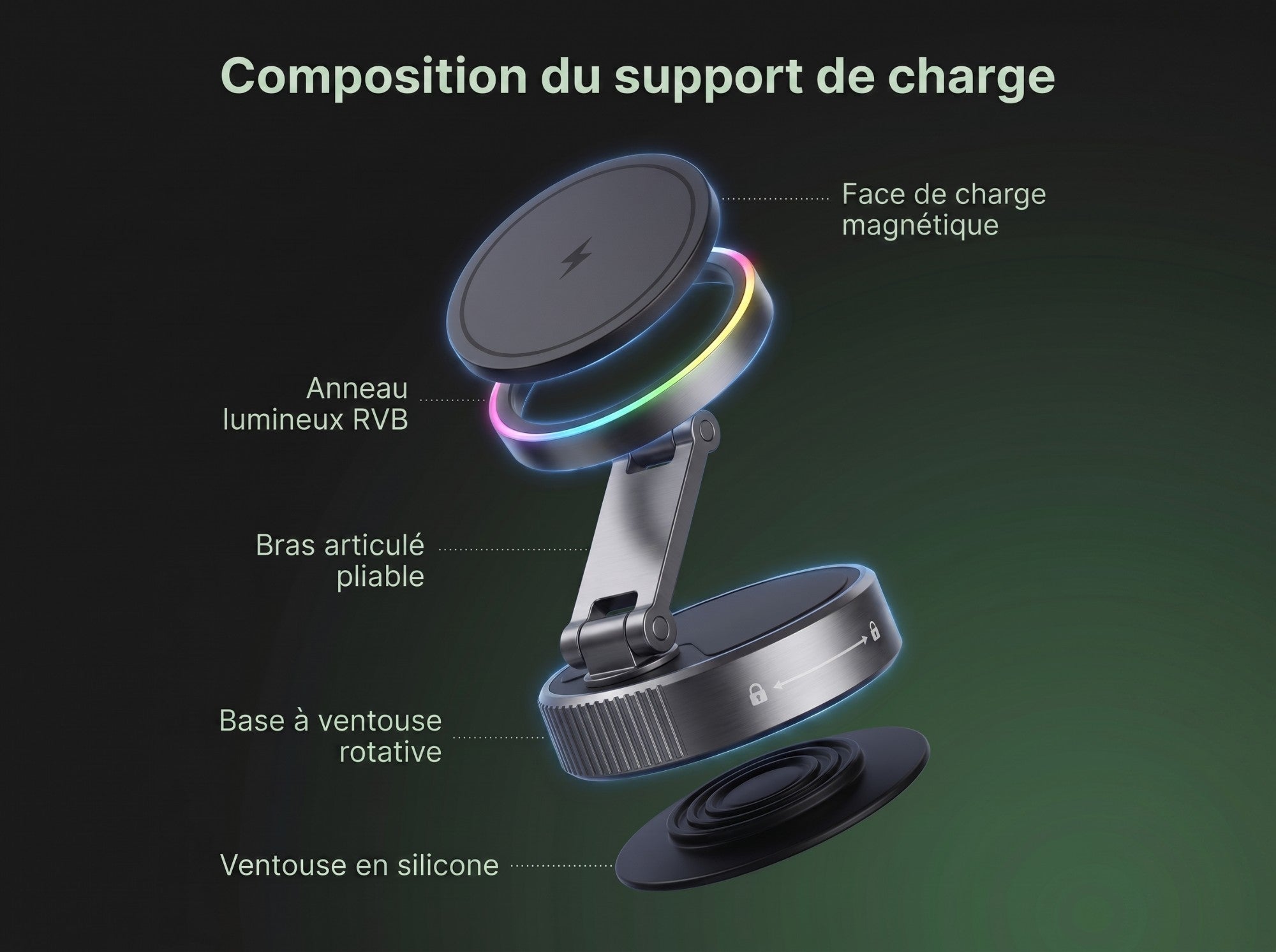 Support Magsafe Karondra — Charge 15W, Fixation Ultra Stable